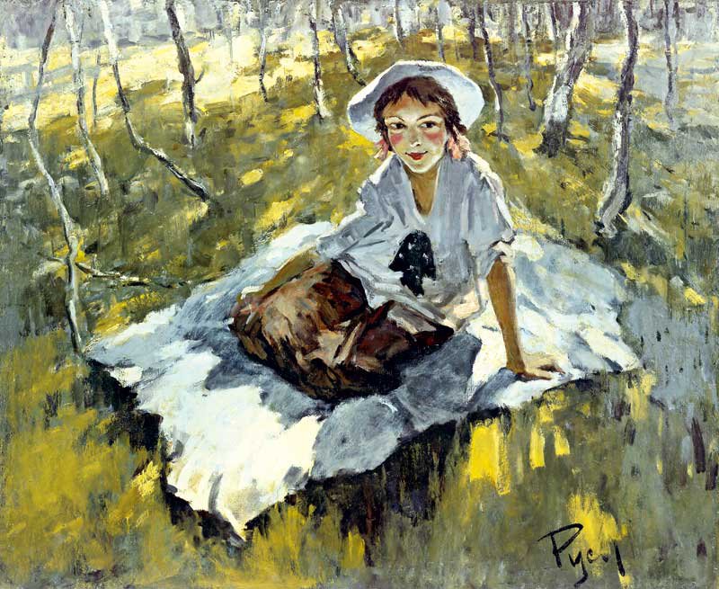 A Girl with a Bow - Lev Russov