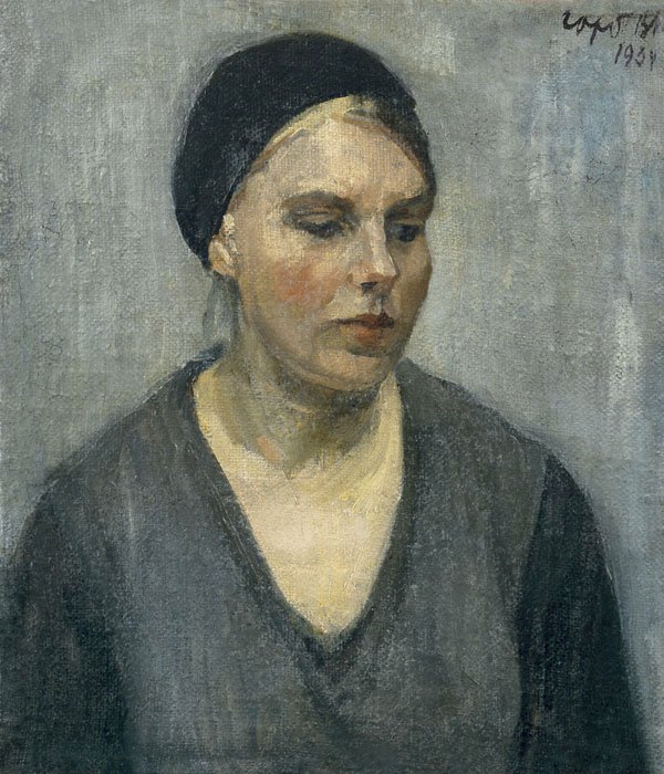 Vladimir Gorb (1903-1986). Young woman in black beret.
