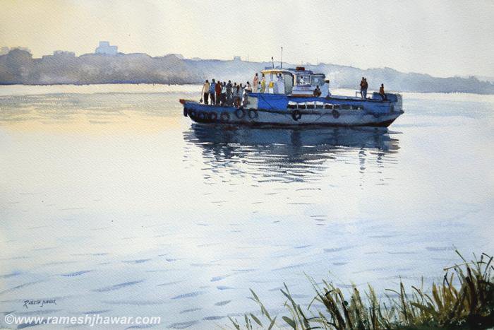 Morning Ferry on the Hooghly - Ramesh Jhawar