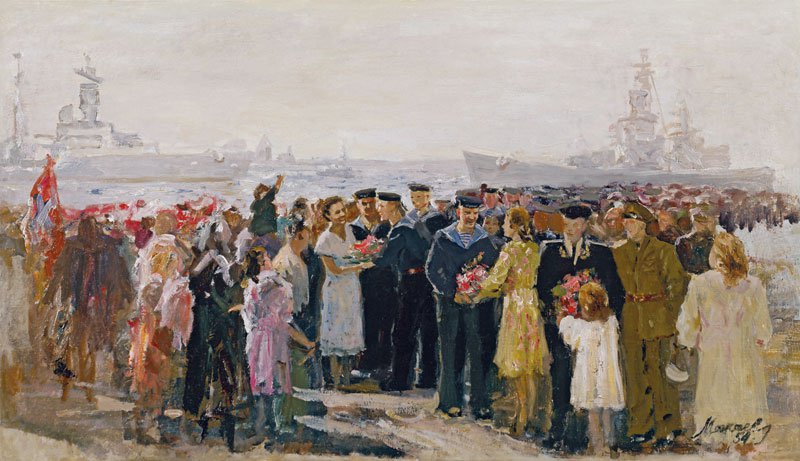Alexei Mozhaev (1918-1994). Grand Reception of sailors in Leningrad.