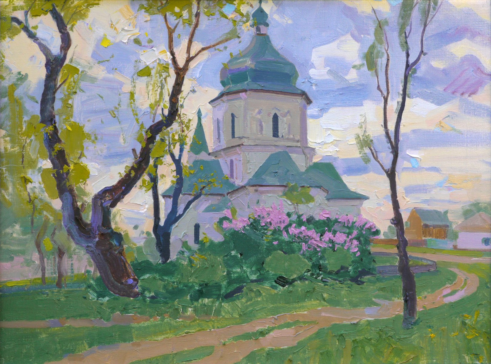 Lilacs near the church - Victor Onyshchenko