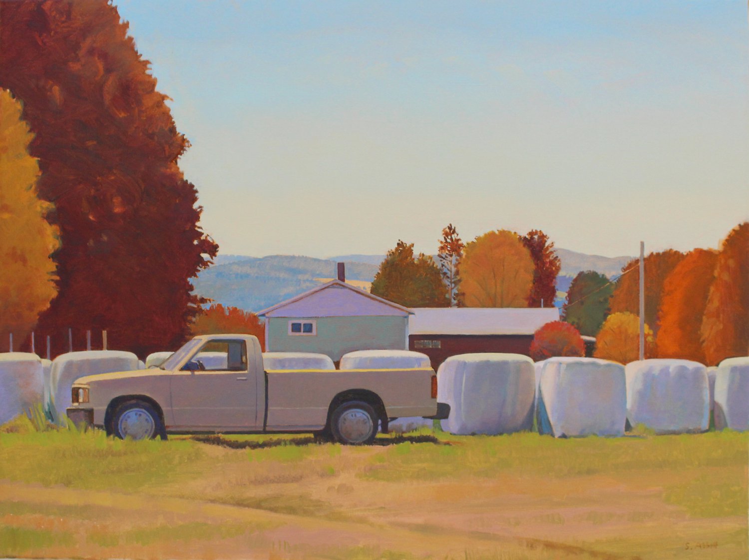 Truck and Hay Bales, Autumn - Susan Abbott