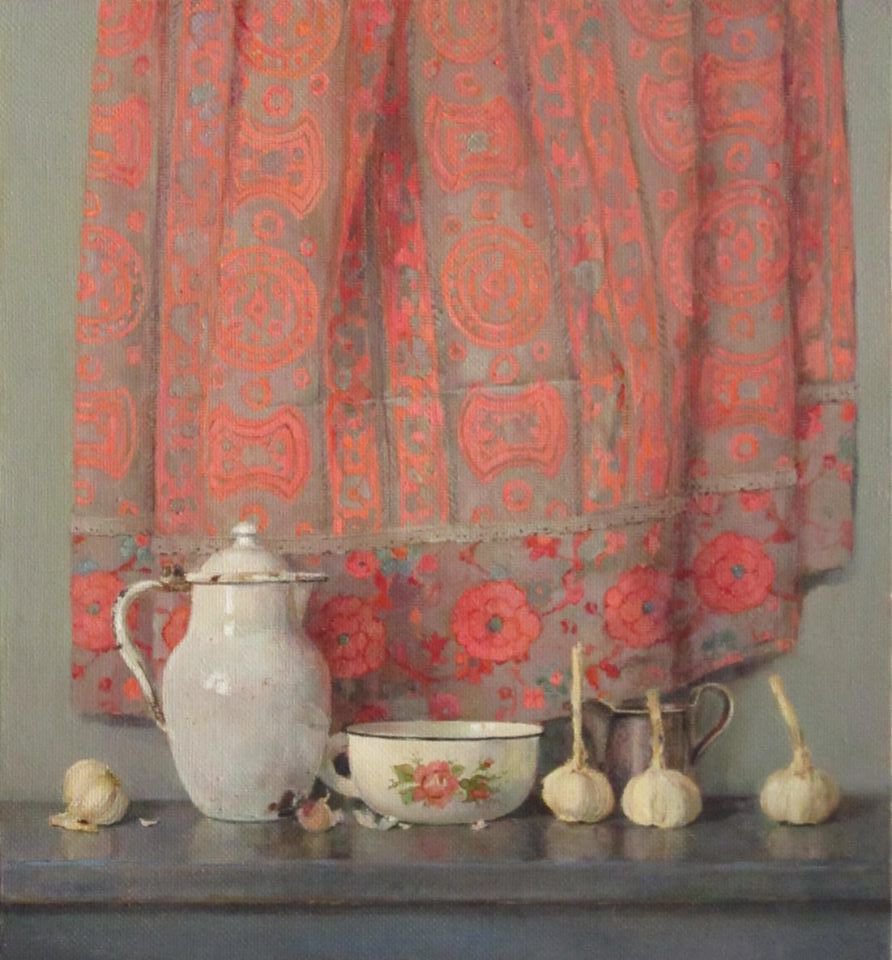 Still life with a pink cloth - Evgenia Trifonova
