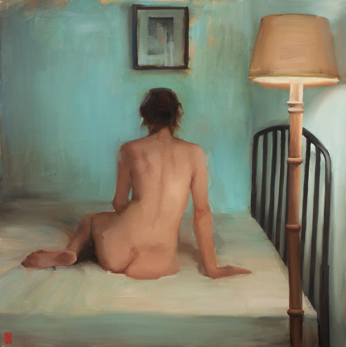 Seated Nude with blueWall - Sasha Hartslief