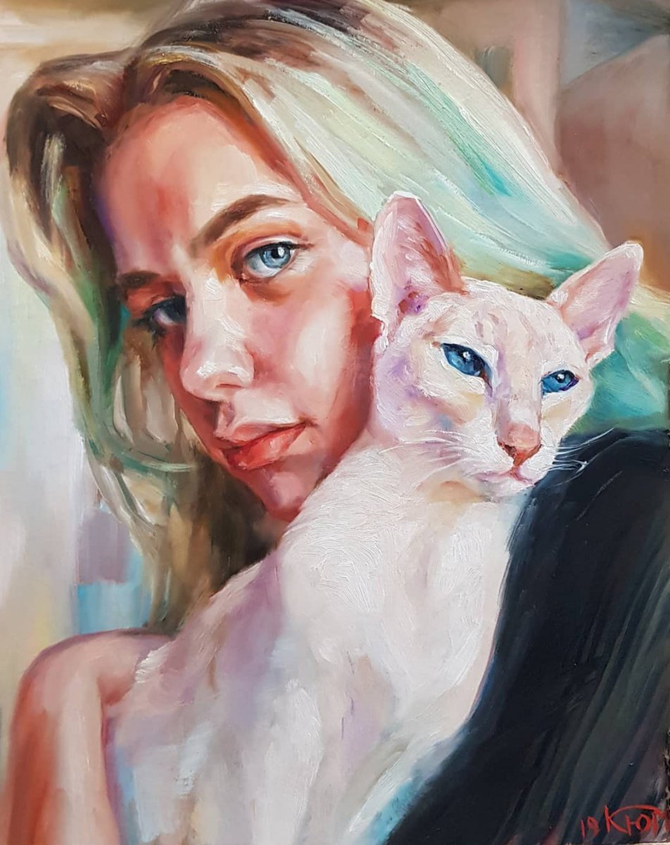 Yulia Krinitchina - Man and cat