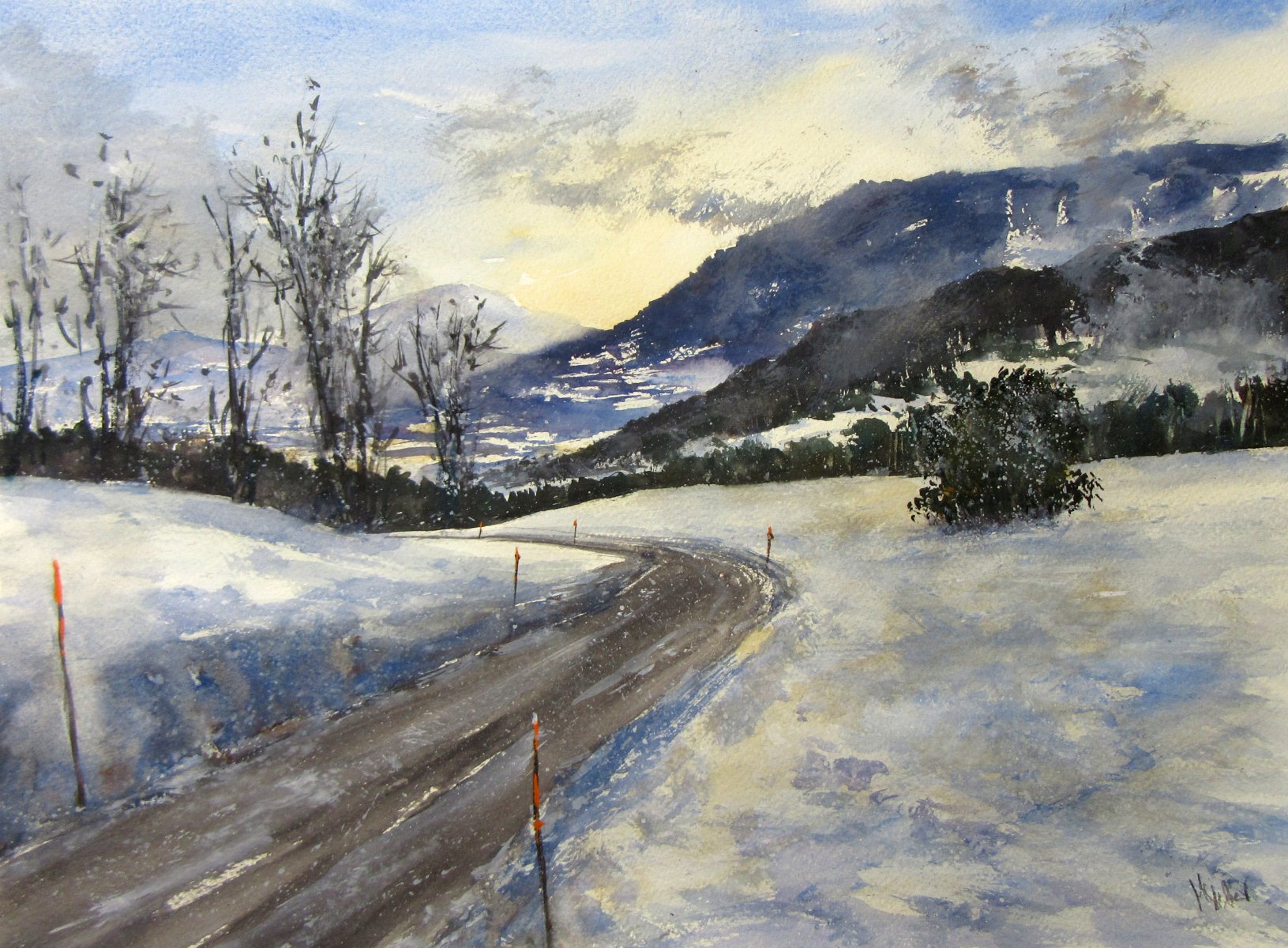 verschneite Landstraße