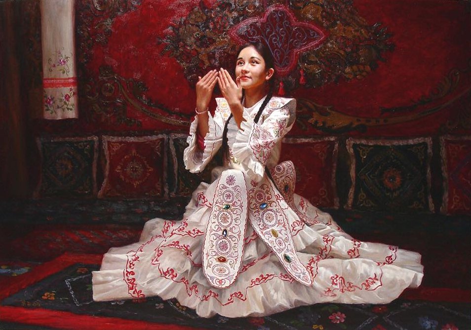 《盛装的哈萨克族女孩》
Kazakh Girl in Dress  - Fei Gao 高飞