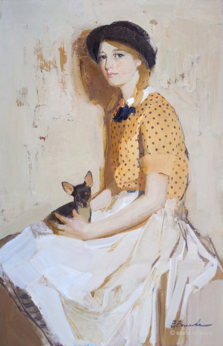 Lisa with a dog - Elena Volkova Елена Волкова