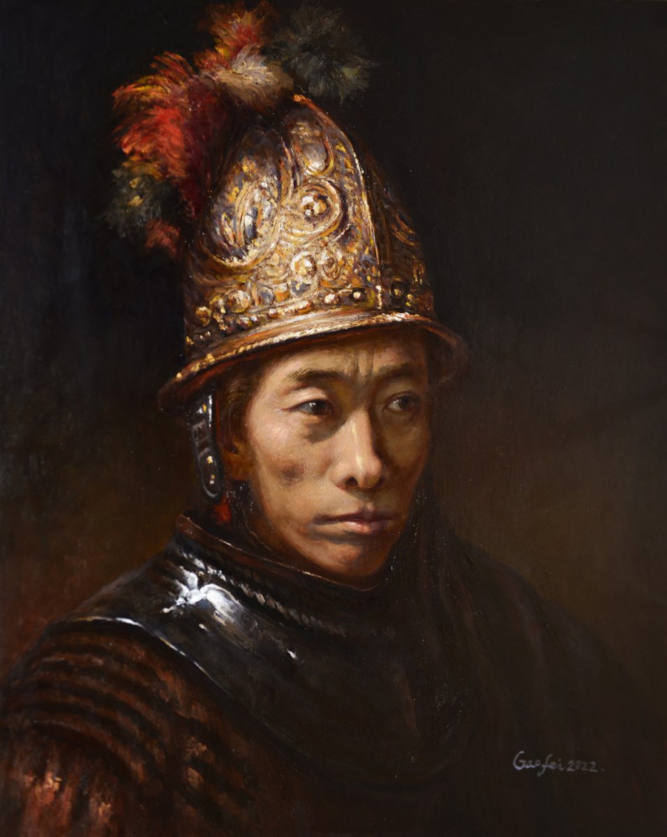 《戴金色头盔的自画像
Self-Portrait with Golden Helmet - Fei Gao 高飞