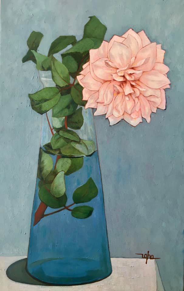 Hồng trong bình xanh 
Pink in a green vase - Nguyễn Thị Hà